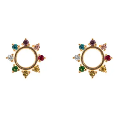 9ct Yellow Gold Starburst Design Stud Earrings With Multicolour Cubic Zirconia