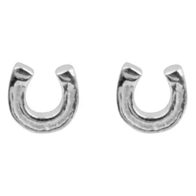 Sterling Silver Earrings Lucky Horseshoe Stud