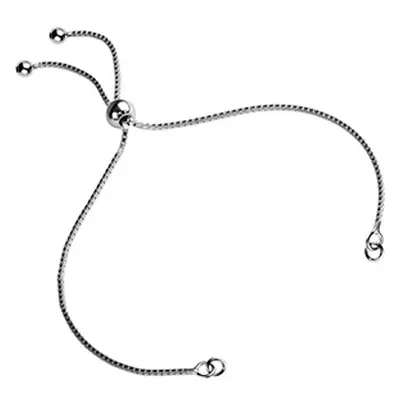 Sterling Silver Adjustable Ball Clasp And Box Chain Bracelet Component