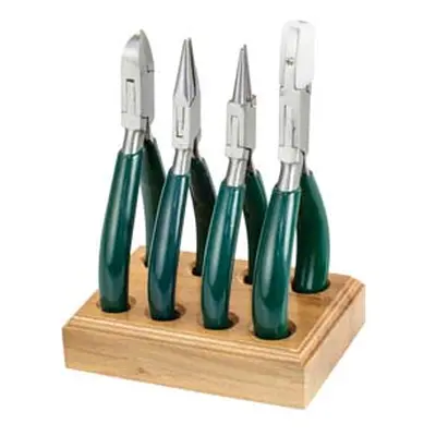 Jewellers Pliers Set With Wooden Holder, 4 X 140mm Pliers