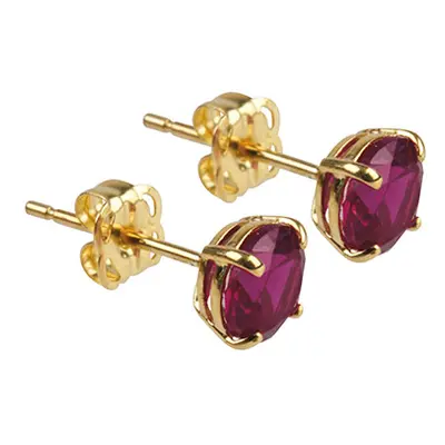 9ct Yellow Gold Birthstone Earrings 5mm Round Created Ruby - July