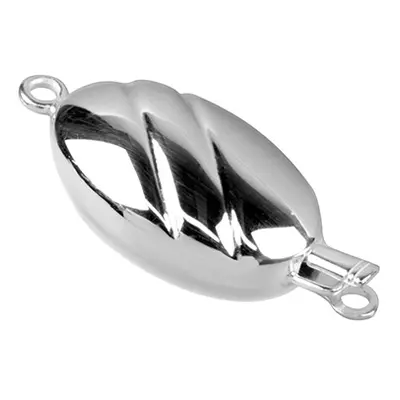 Sterling Silver Oval Clasp 22mm 2 Stripe Pattern