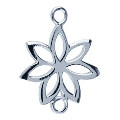 Sterling Silver Flower Spacer, Pack of 5, 17 X 12 X 0.8mm