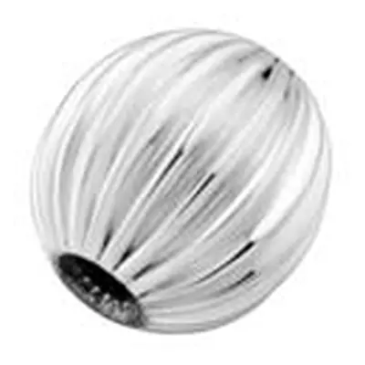 Sterling Silver Corrugated Round 6mm 2 Hole Beads Pack of 5