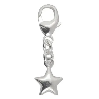 Sterling Silver Star Charm With 11mm Carabiner Trigger Clasp