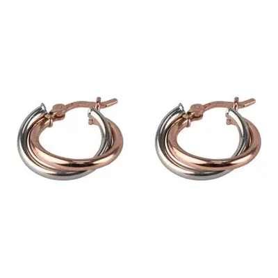 Sterling Silver Double Hoop Earrings Rose Gold Plated