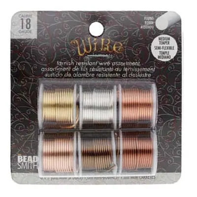 Wire Elements, 18 Gauge, Pack of 6 Assorted Colours, Tarnish Resistant, Medium Temper, 2yd/1.83m