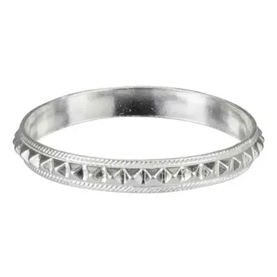 Sterling Silver Pyramid Patterned Ring 3mm Size O