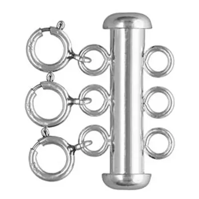 Sterling Silver 3 Row Bolt Ring Tube Clasp 22x4mm