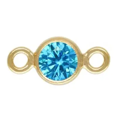 Gold Filled Cubic Zirconia Bezel Connector 3.0mm Swiss Blue