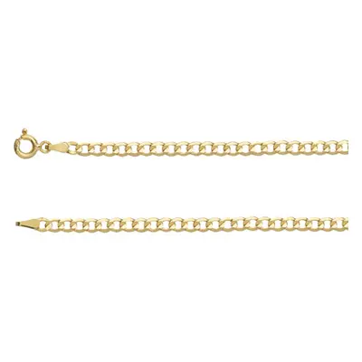 9ct Yellow Gold 3.3mm Diamond Cut Flat Hollow Curb Chain 20&quot;/50cm Hallmarked