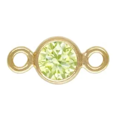 Gold Filled Cubic Zirconia Bezel Connector 3.0mm Peridot