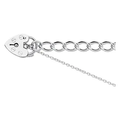 Sterling Silver 5.5mm Curb Bracelet 7.5&quot;/19cm Padlock & Safety Chain Hallmarked