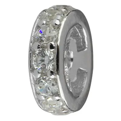 Sterling Silver 6mm Bead Spacer With Cubic Zirconia