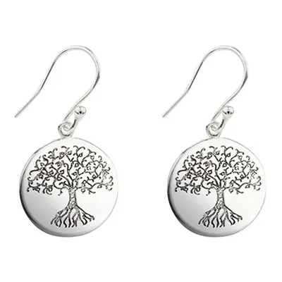 Sterling Silver Tree Of Life Etched Drop Earrings, Double Sided