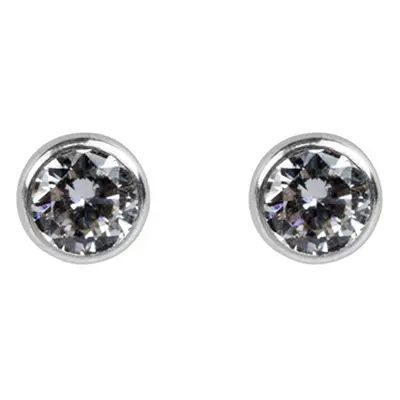 Sterling Silver Earrings Round 5mm Cubic Zirconia Bezel Stud