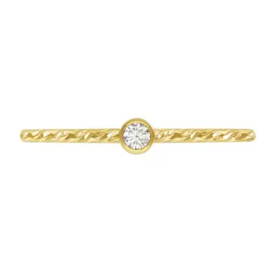 Gold Filled Sparkle Stacking 2mm White Cubic Zirconia Ring Small