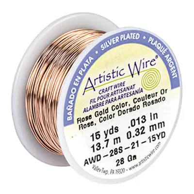 Beadalon Artistic Wire 28 Gauge Silver Plated Rose Gold Colour 0.32mm X 13.7m