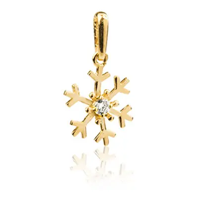 9ct Yellow Gold Snowflake Pendant Set With Cubic Zirconia