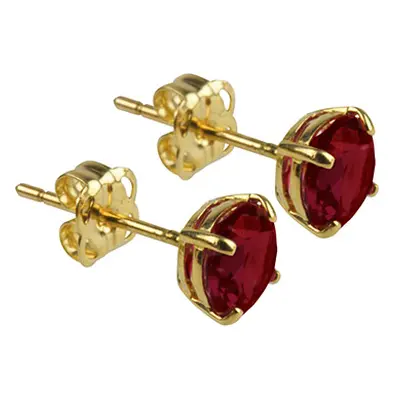 9ct Yellow Gold Birthstone Earrings 5mm Round Garnet - January