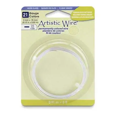 Beadalon Artistic Wire 21 Gauge Flat Tarnish Resistant Silver Plated 0.75mm X 3mm X 0.91m