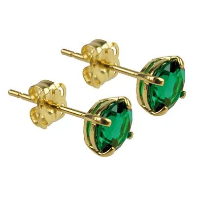 9ct Yellow Gold Birthstone Earrings 5mm Round Created Emerald - May