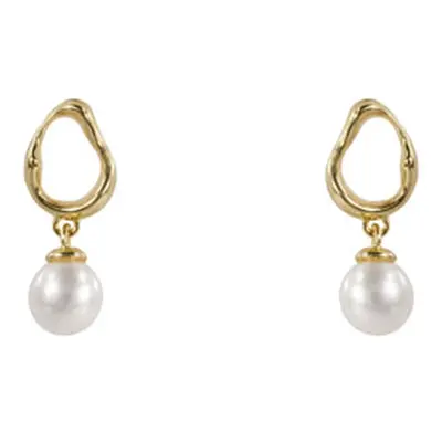 9ct Yellow Gold Asymetrical Freshwater Pearl Drop Earrings