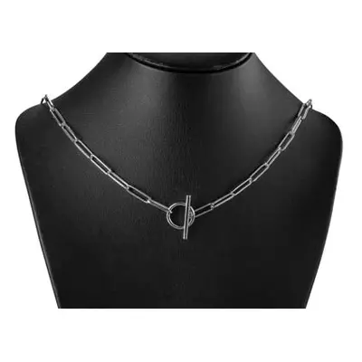 Sterling Silver Large Link Chain Design T-bar Necklet 18&quot;/45cm