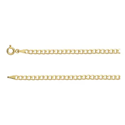 9ct Yellow Gold 3.3mm Diamond Cut Flat Hollow Curb Chain 18&quot;/45cm Hallmarked