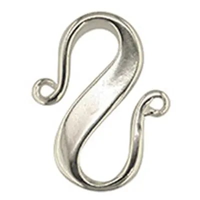 Sterling Silver `S` Hook Clasp 14mm, Plain Finish