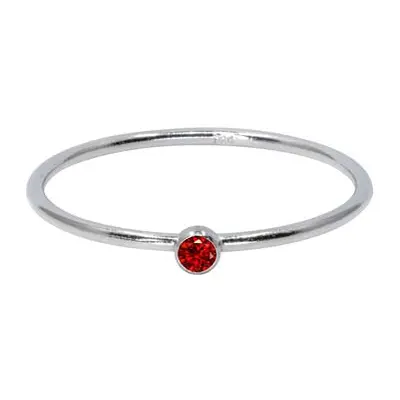 Sterling Silver January Birthstone Stacking Ring 2mm Garnet Cubic Zirconia