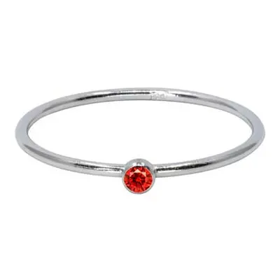 Sterling Silver July Birthstone Stacking Ring 2mm Ruby Cubic Zirconia