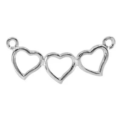 Sterling Silver Heart Connector 25x10mm, 100% Recycled Silver