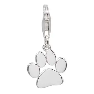 Sterling Silver Paw Print Design Charm With Carabiner Trigger Clasp