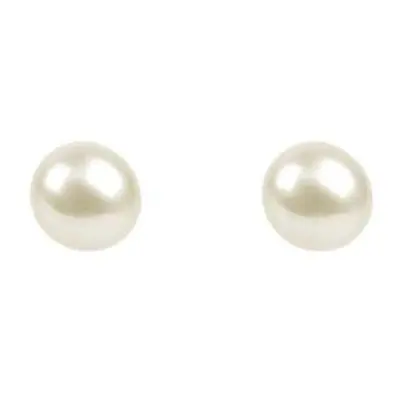 Cultured Pearl Pair Full Round Half Drilled 7-7.5mm White Freshwater