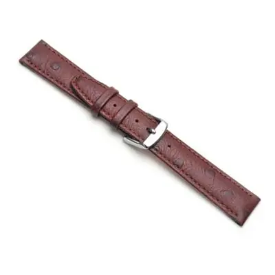 Brown Calf Ostrich Grain Watch Strap 18mm Genuine Leather