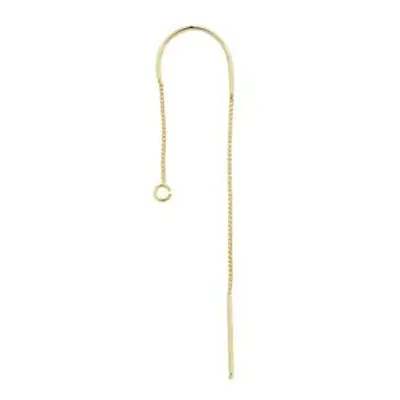 9ct Yellow Gold 1&quot; Box Chain Ear Thread With Jump Ring