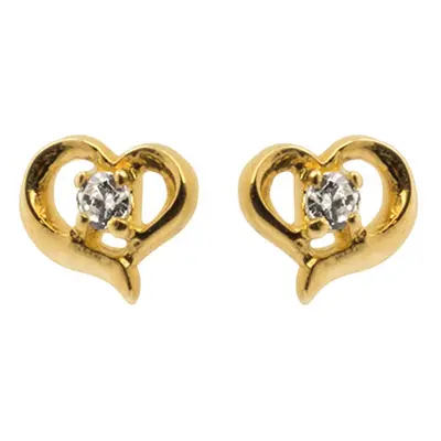 9ct Yellow Gold Heart Outline Stud Earrings Set With Cubic Zirconia (unavailable)