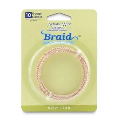 Beadalon Artistic Wire 10 Gauge Round Braid Rose Gold Colour 2.6mm X 0.76m