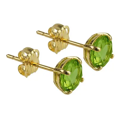 9ct Yellow Gold Birthstone Earrings 5mm Round Peridot - August