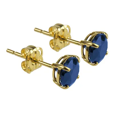 9ct Yellow Gold Birthstone Earrings 5mm Round Created Sapphire - September