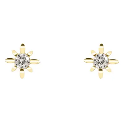 9ct Yellow Gold Celestial Design Stud Earrings With Cubic Zirconia