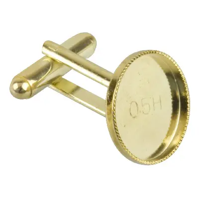 Gold Plated Cufflink With Millgrain Cup 15mm Round Pack of 6