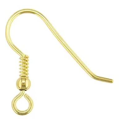 9ct Yellow Gold Hook Wire With Bead Light Weight