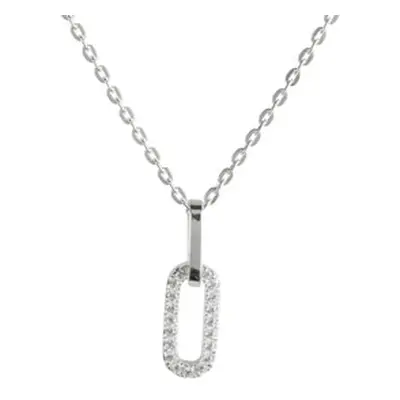 Sterling Silver Mixed Link Stone Set Necklet 18&quot;/45cm