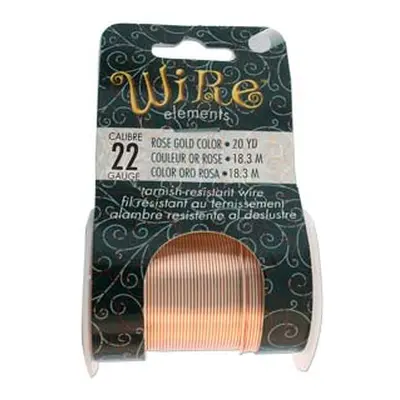 Wire Elements, 22 Gauge, Rose Gold Colour, Tarnish Resistant, Medium Temper, 20yd/18.29m