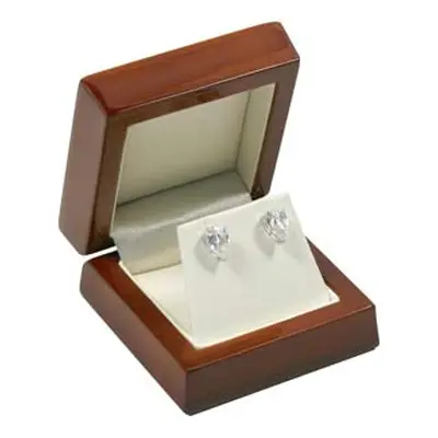 Wooden Stud Earring Box, Mahogany Colour