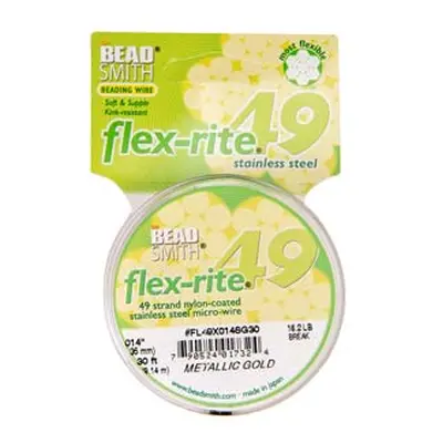 Beadsmith Flexrite, 49 Strand, Metallic Satin Gold, 0.36mm, 9.1m