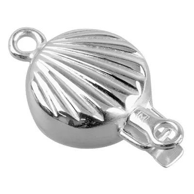 Sterling Silver Flat Round Clasp 12mm Shell Finish