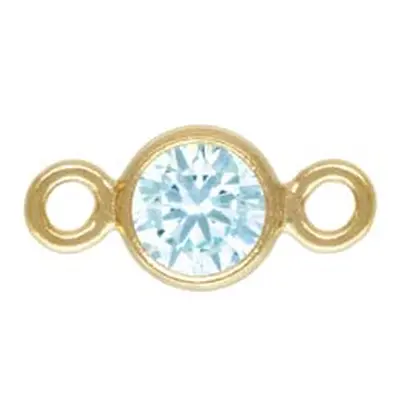 Gold Filled Cubic Zirconia Bezel Connector 3.0mm Aquamarine